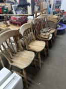 Four pine kitchen chairs