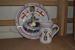 A commemorative England v Germany 1966 World Cup plate and mug