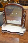 Victorian mahogany and marble mounted dressing table mirror