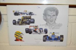 Stuart McIntrye A Tribute to Ayton Senna, coloured print