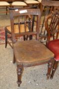 Single 19th Century bar back dining chair with leather upholstered seat