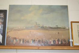 Reproduction print on canvas Cricket Match at Christchurch, unframed