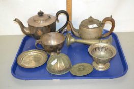 Tray of various silver plated tea wares and other items