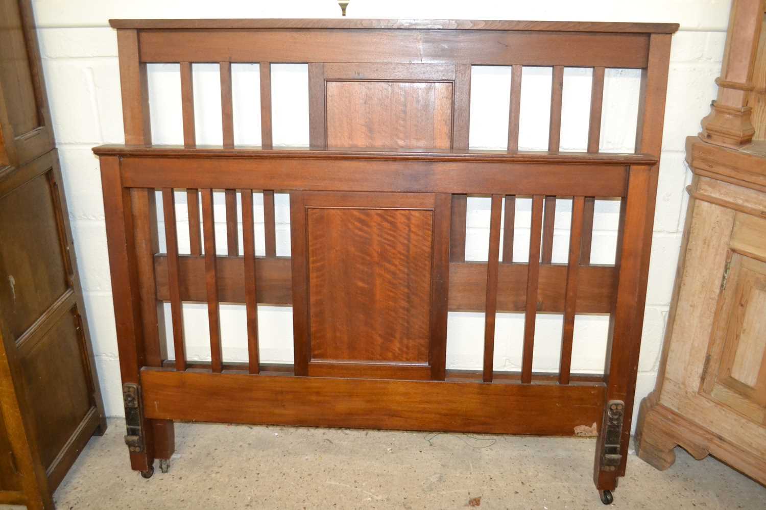 Pair Edwardian mahogany bed ends