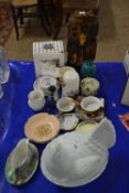Mixed Lot: A Shelley Melody pattern sauce jug and stand, various other ceramics, a milk glass hen on
