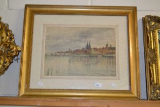 J Teale - Study of a riverside scene, watercolour, framed and glazed