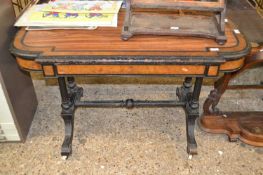 Victorian burr walnut and ebonised writing table, for restoration