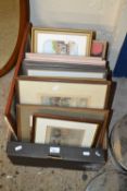Box of assorted prints and pictures, all framed and glazed
