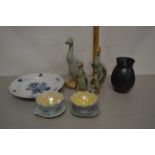 Mixed Lot: Collection of Chinese pottery ducks, Royal Winton sundae dishes, blue and white bowl etc