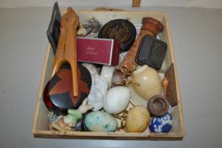 Mixed Lot: Various stone eggs, trinket boxes, nut crackers etc