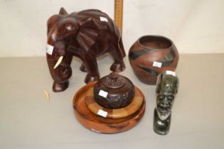 Mixed Lot: Model elephant, turned wooden bowls and other assorted items