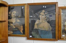 A pair of Victorian chromlithograph prints portraits of young ladies
