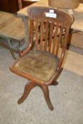 Early 20th Century oak framed revolving desk chair