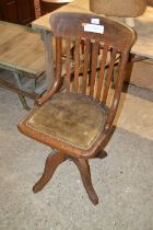 Early 20th Century oak framed revolving desk chair