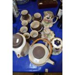 Mixed Lot: Retro tea wares, pewter lidded jug and other assorted items