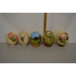 Group of five painted ostrich eggs