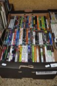 Box of various Playstation games, DVD's etc