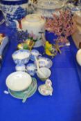 Mixed Lot: Modern Chinese kettle, model horses, polished stone trees and other items