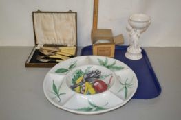 Tray of mixed items to include hors d'oeuvres dish, cased cutlery etc