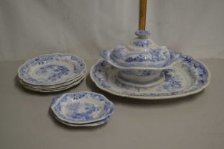 Collection of blue and white dinner wares in the Pekin Sketches series