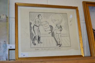 A framed cartoon sketch German Peace Proposals, framed and glazed