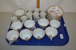 Mixed Lot: Royal Doulton Tapestry pattern coffee cans and saucers together with continental floral