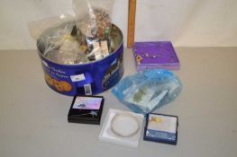 Large tin of various assorted costume jewellery