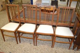 Set of four Edwardian stick back chairs