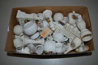 A box of miniature china ware to include a range of crested items