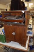 Vintage Plus-A-Gram Broadcaster record player in walnut veneered cabinet