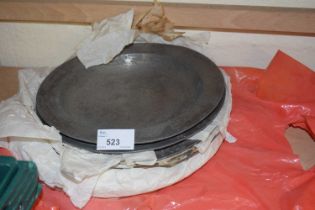 Quantity of pewter plates