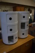 Pair of modern circular bedside cabinets
