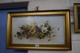Pansies by N Smith, framed and glazed