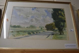 Riders on a Path by John Chamberlin, watercolour, framed and glazed