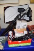 Quantity of assorted photographic lights and equipment