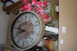 Assorted household decorative items to include wall clock, prints etc