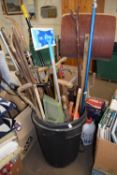 Large mixed lot of various assorted garden tools, walking sticks etc