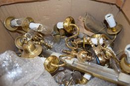 Box of various wall sconce light fittings and others