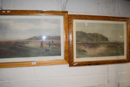 The Drove and a Difficult Bunker, reproduction prints after Douglas Adams, framed and glazed