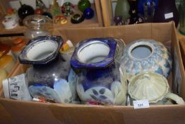 Mixed Lot: Assorted ceramic and glass vases, storage jars etc