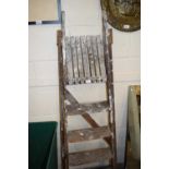 Folding wooden step ladder