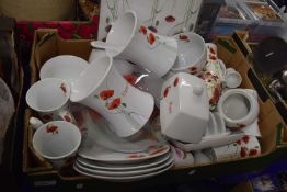 Quantity of Poppy tea and dinner wares