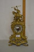 Modern brass cased mantel clock, quartz movement