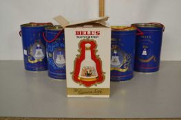 Group of five Bells Scotch Whisky decanters in original packaging, all royalty issues