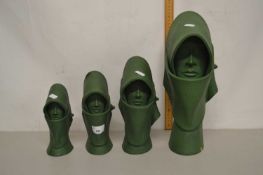 Graduated set of four mid Century terracotta busts of shrouded heads, no makers marks apparent