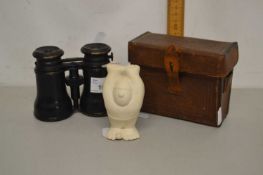 Mixed Lot: Pair of vintage binoculars marked Marine together with a small Goebel figure and smart