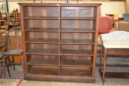 Late 19th or early 20th Century oak open front bookcase cabinet, 142cm wide