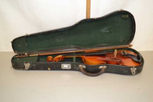 A Chinese Lark violin in case