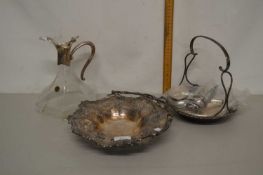 Mixed Lot: Various silver plated wares, cruet set plus a further decanter