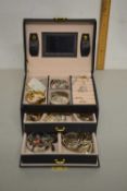 Small jewellery box containing a quantity of costume jewellery